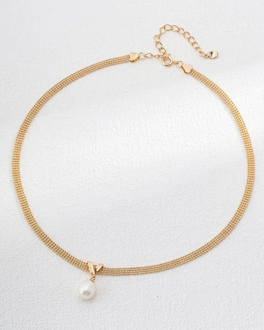Vintage Gold Pearl Choker – 18K Gold Vermeil on 925 Silver - SOLIS MOOD