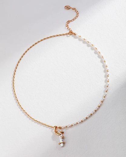 Asymmetric Pearl Pendant Necklace – 18K Gold Vermeil on 925 Silver - SOLIS MOOD