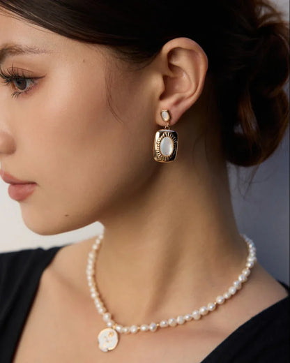 Vintage Gold Pearl Drop Earrings · 925 Silver & Mother-of-Pearl - SOLIS MOOD