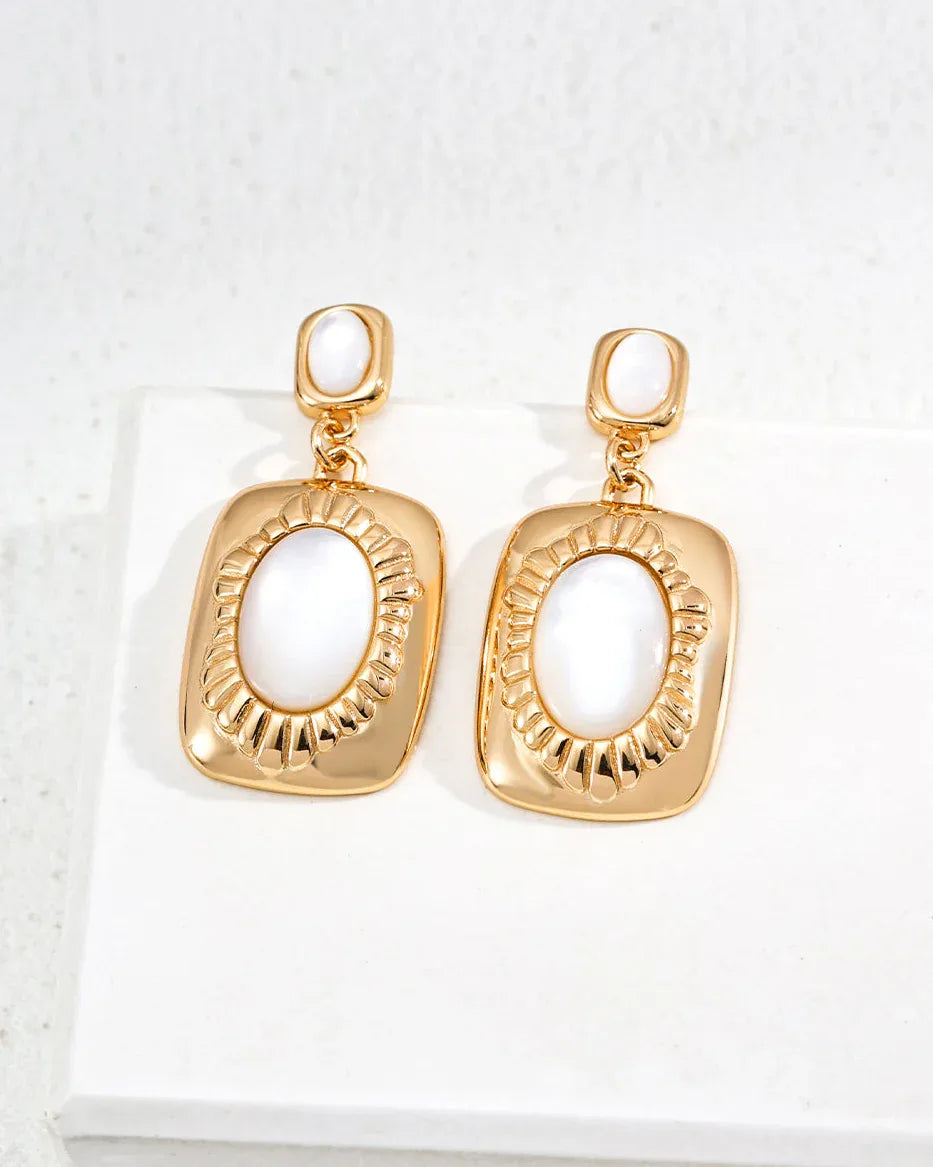 Vintage Gold Pearl Drop Earrings · 925 Silver & Mother-of-Pearl - SOLIS MOOD