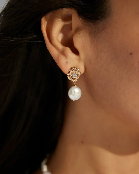 Vintage Gold Pearl Drop Earrings – 925 Silver - SOLIS MOOD