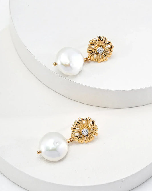 Vintage Gold Pearl Drop Earrings – 925 Silver - SOLIS MOOD