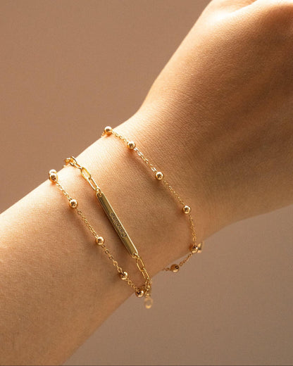Personalized 18K Gold Vermeil Name Bracelet — Custom Engraved Plate Design - SOLIS MOOD