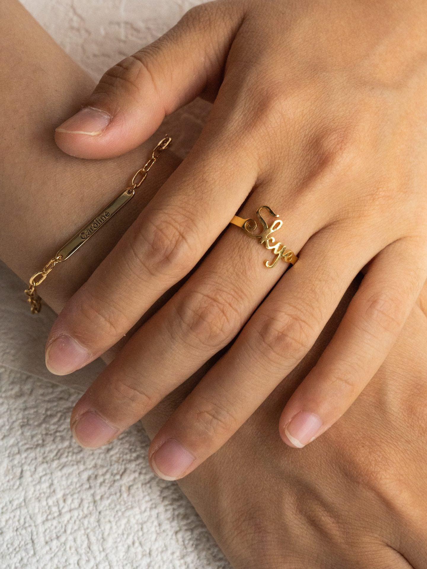 Personalized 18K Gold Vermeil Letter Ring — Custom Initial Jewelry - SOLIS MOOD