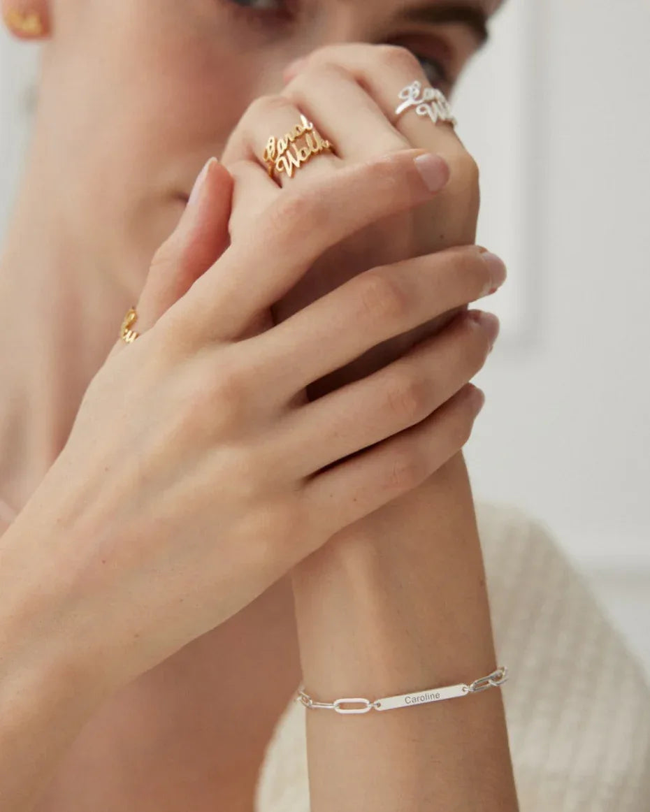 Personalized 18K Gold Vermeil Letter Ring — Custom Initial Jewelry - SOLIS MOOD