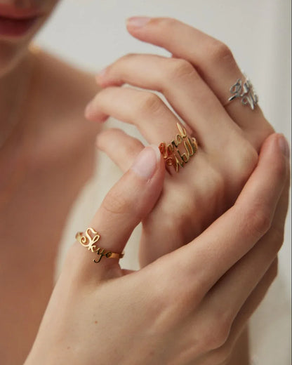 Personalized 18K Gold Vermeil Letter Ring — Custom Initial Jewelry - SOLIS MOOD