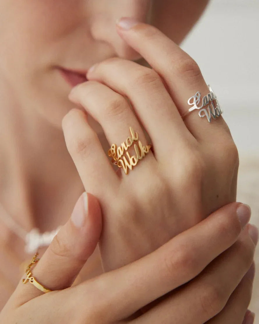 Personalized 18K Gold Vermeil Letter Ring — Custom Initial Jewelry - SOLIS MOOD