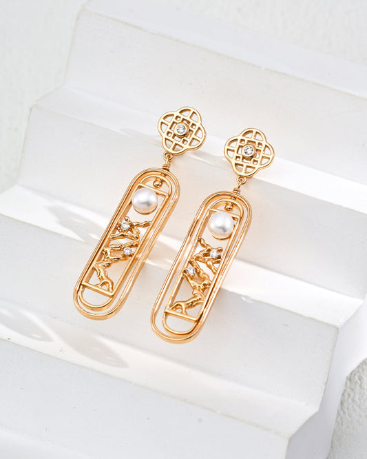 Quiet Lattice Pearl Drop Earrings