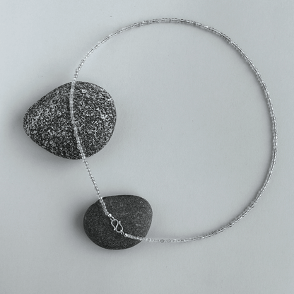 Gray Moonstone Choker Necklace – Minimalist 925 Silver Jewelry for Quiet Luxury - SOLIS