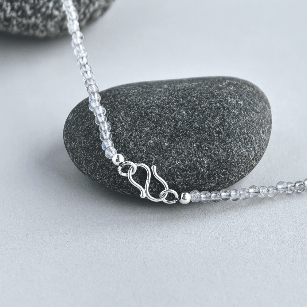 Gray Moonstone Choker Necklace – Minimalist 925 Silver Jewelry for Quiet Luxury - SOLIS