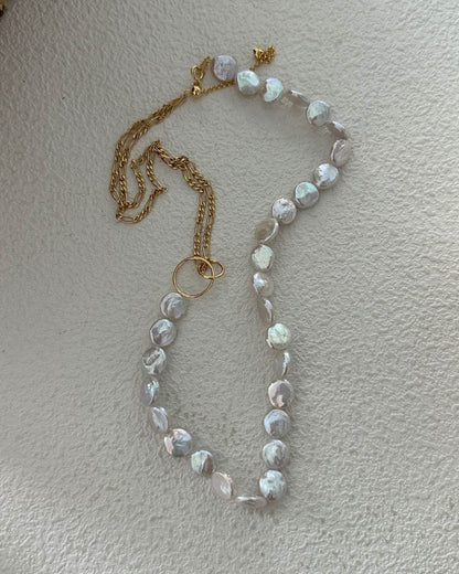 Double Layer Geometric Keshi Pearl Necklace - SOLIS