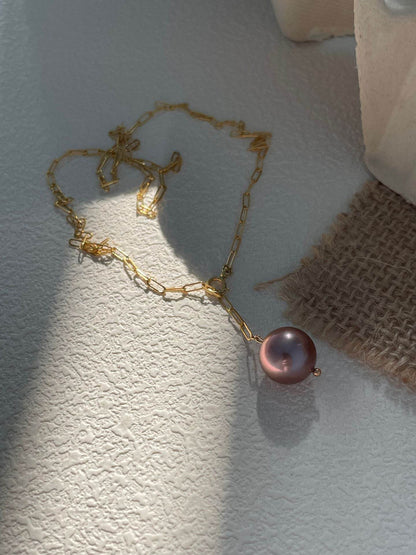 “Violet Drop” Single Pearl Necklace - SOLIS