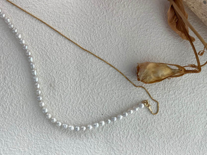 Dual-Length Freshwater Pearl Necklace – 14K Gold-Filled Contrast Chain - SOLIS