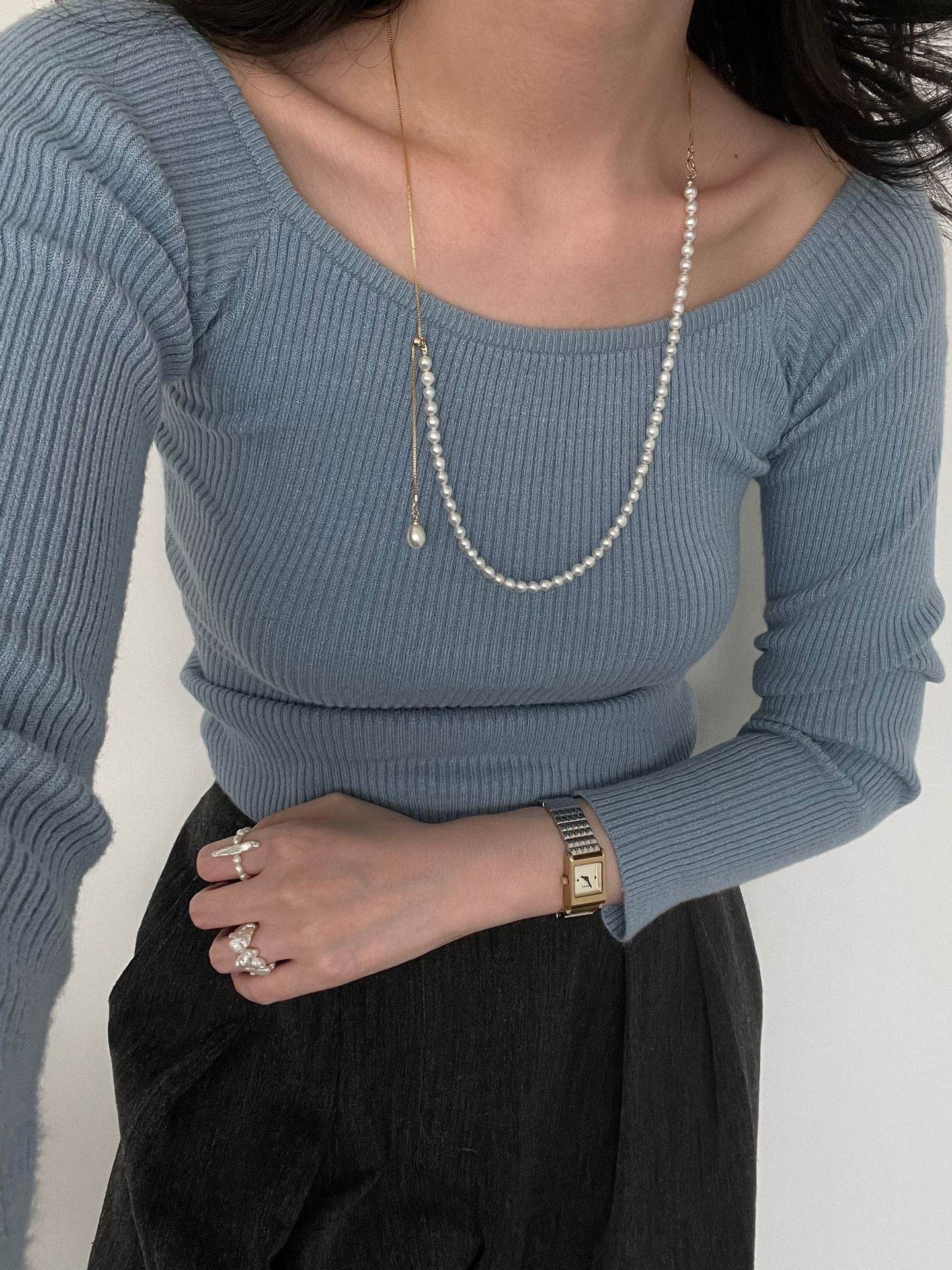 Dual-Length Freshwater Pearl Necklace – 14K Gold-Filled Contrast Chain - SOLIS