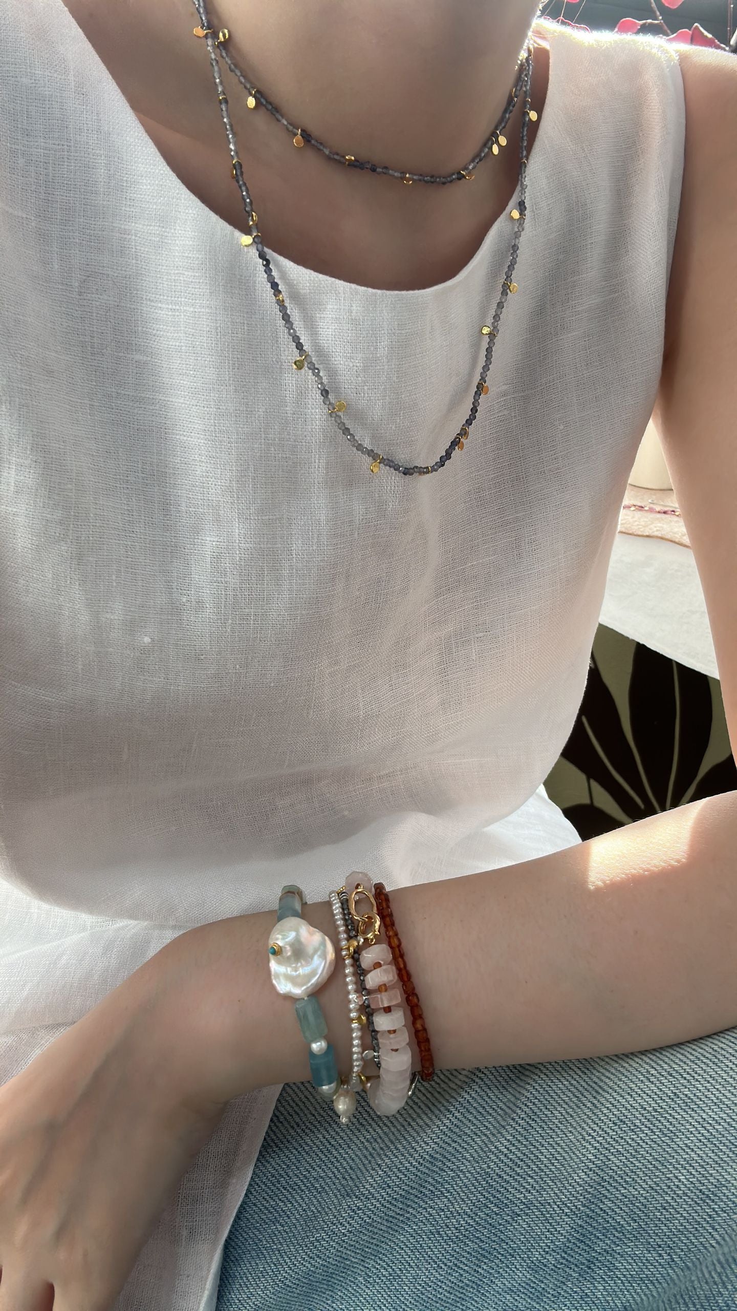 Blue Haze · Dual-Layer Crystal Necklace