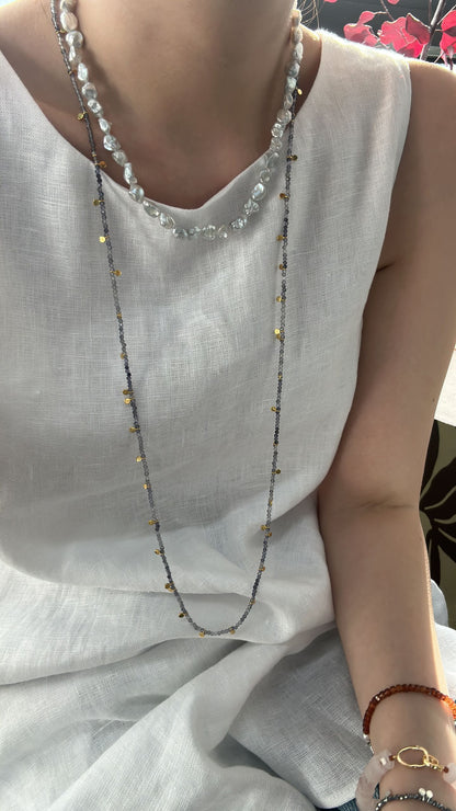 Blue Haze · Dual-Layer Crystal Necklace