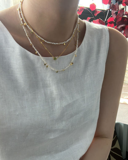 Floating Grace · Dual-Layer Pearl Chain Necklace