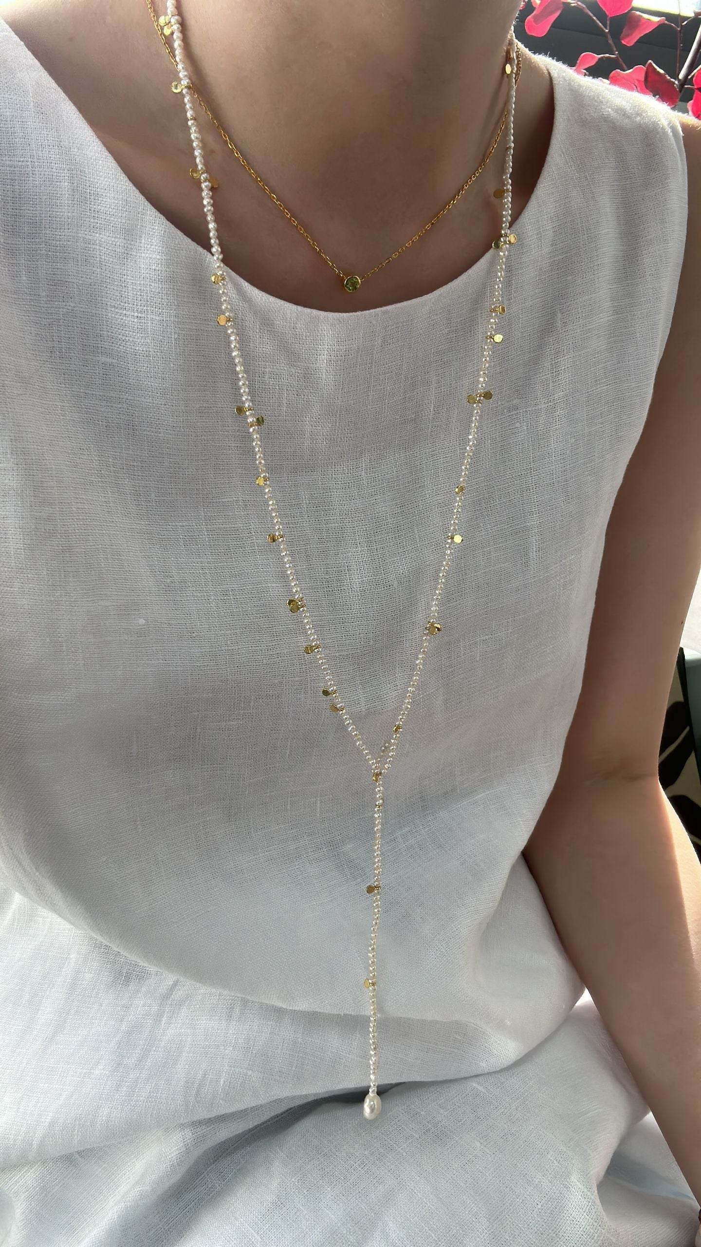 Floating Grace · Dual-Layer Pearl Chain Necklace - SOLIS