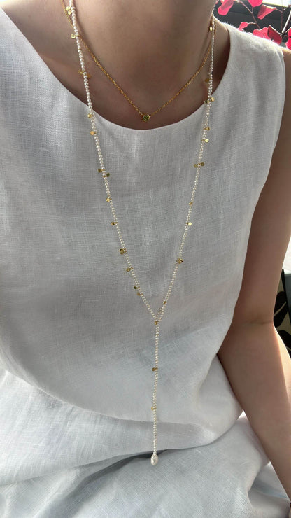 Floating Grace · Dual-Layer Pearl Chain Necklace - SOLIS
