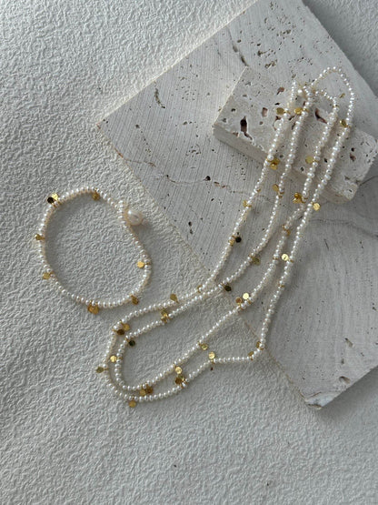 Floating Grace · Dual-Layer Pearl Chain Necklace - SOLIS