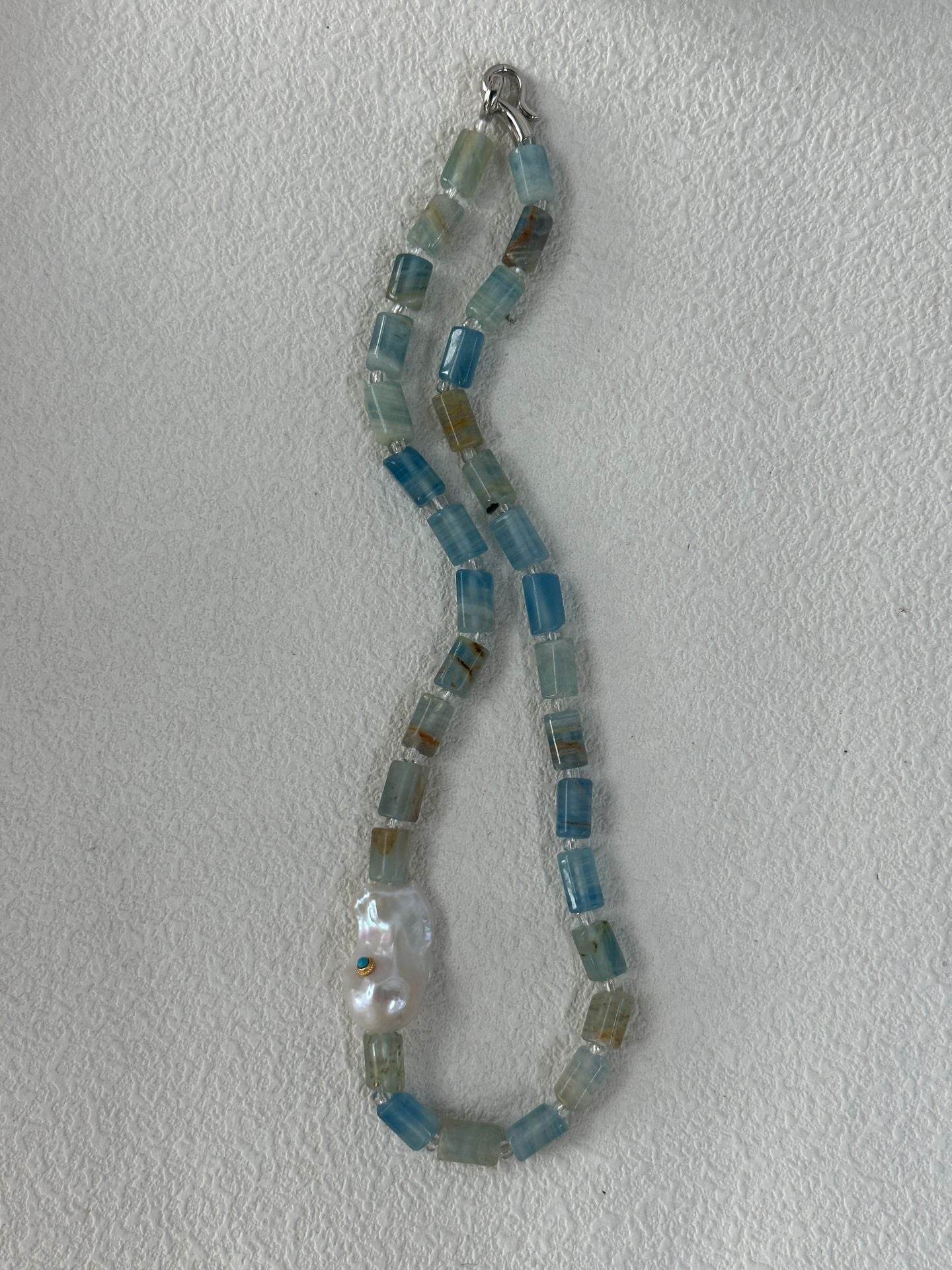 Blue Calcite Pearl Duo – Bracelet & Necklace Set - SOLIS