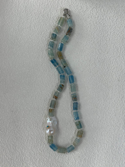 Blue Calcite Pearl Duo – Bracelet & Necklace Set - SOLIS