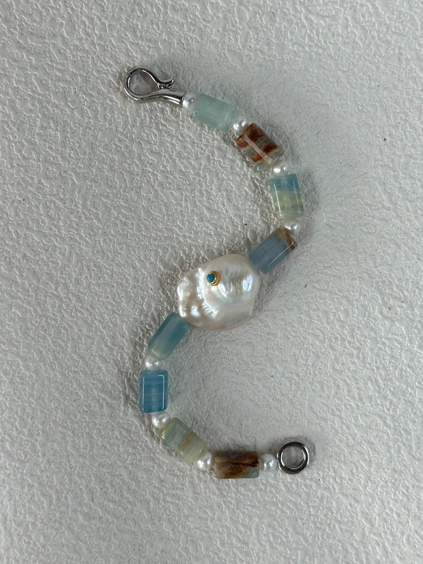 Blue Calcite Pearl Duo – Bracelet & Necklace Set - SOLIS