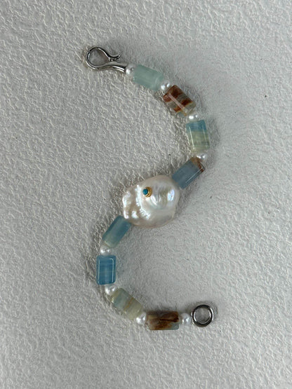 Blue Calcite Pearl Duo – Bracelet & Necklace Set - SOLIS