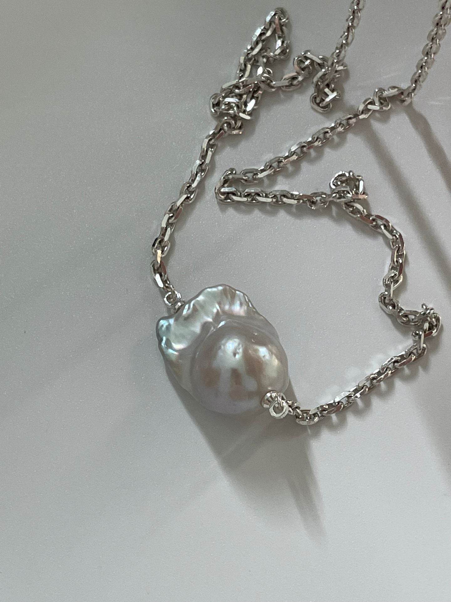 Effortless Standout · Sterling Baroque Pearl Necklace - SOLIS