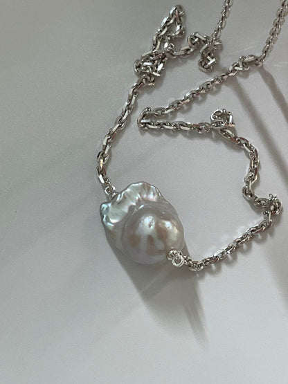 Effortless Standout · Sterling Baroque Pearl Necklace - SOLIS
