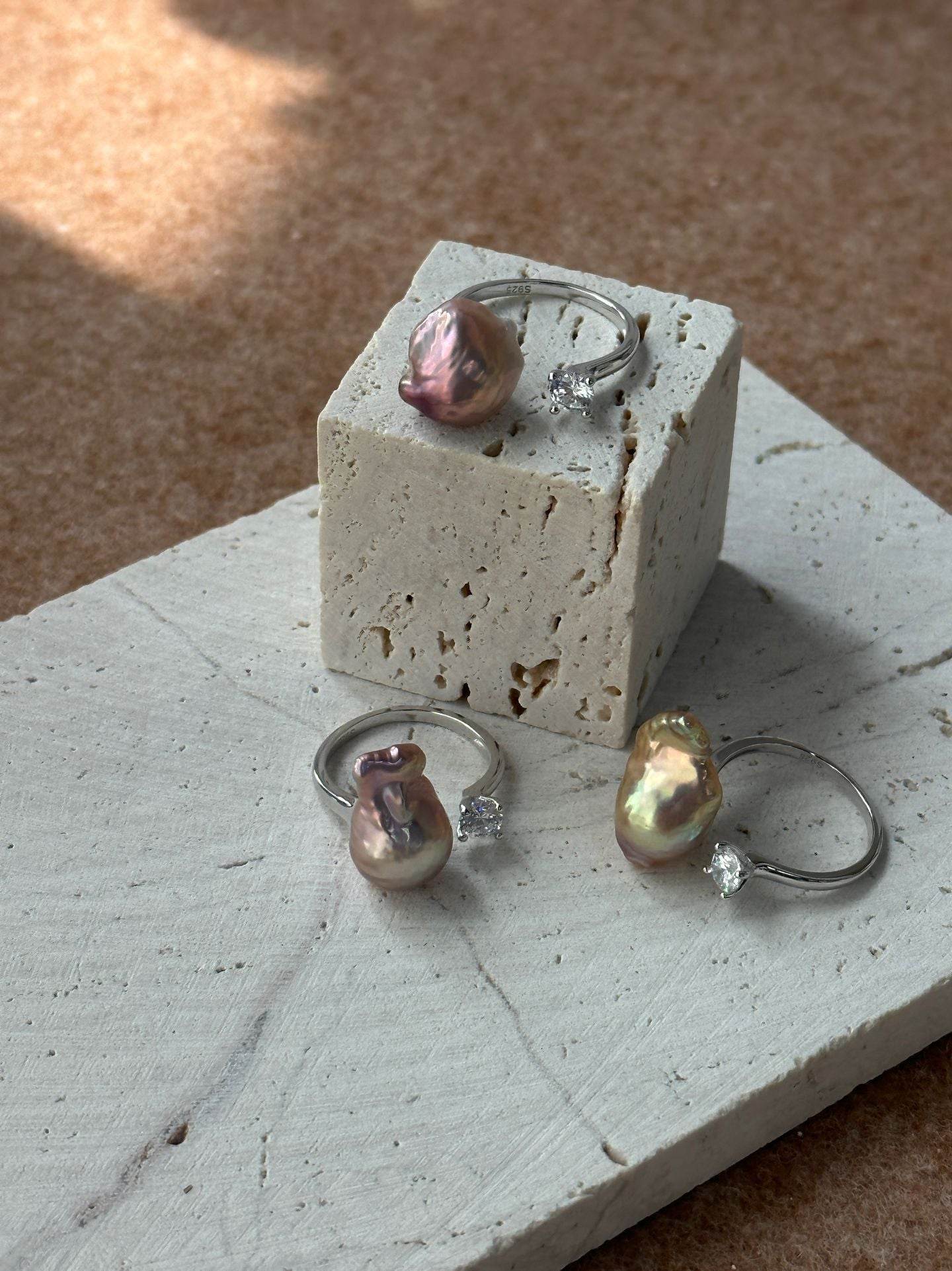 Pearl Poise · Baroque & Zircon Open Ring - SOLIS