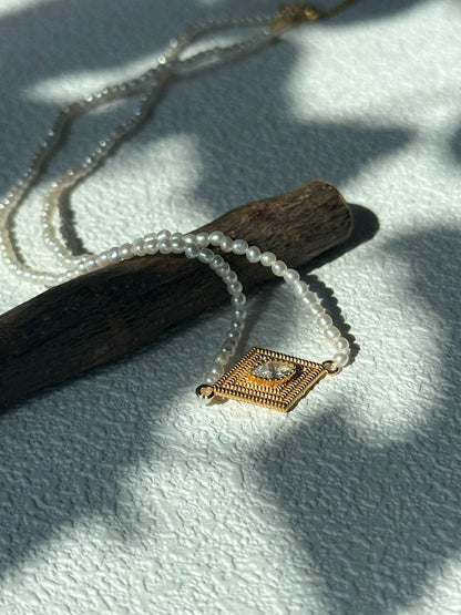 Greek Eye – Pearl Beaded Necklace - SOLIS