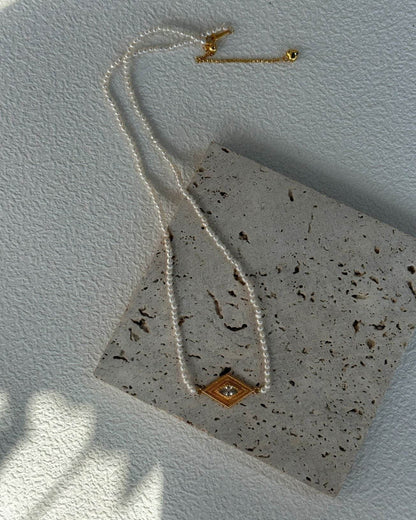 Greek Eye – Pearl Beaded Necklace - SOLIS