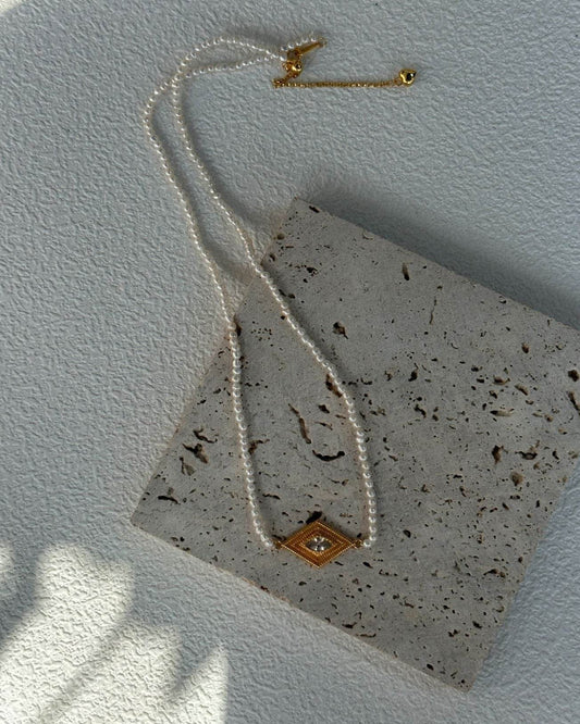 Greek Eye – Pearl Beaded Necklace - SOLIS