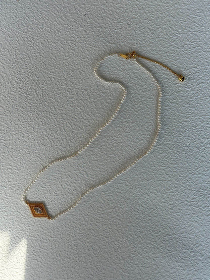 Greek Eye – Pearl Beaded Necklace - SOLIS