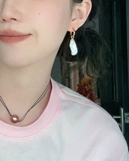 Baroque Stick Pearl Hoop Earrings - SOLIS