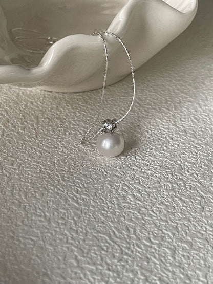 Minimalist White Pearl & Zircon Pendant Necklace - SOLIS