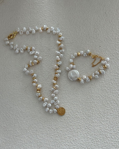 Gold Medallion & Coin Pearl Keshi Set - SOLIS