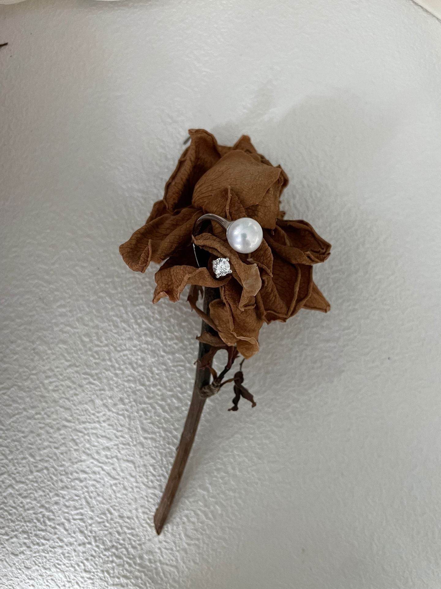 Freshwater Pearl & Zircon Open Ring - SOLIS