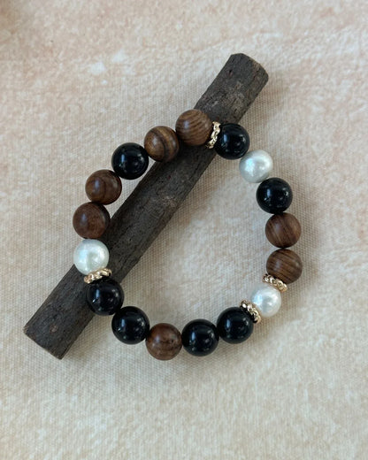 Van Dyke Brown Wood Bead Bracelet - SOLIS MOOD