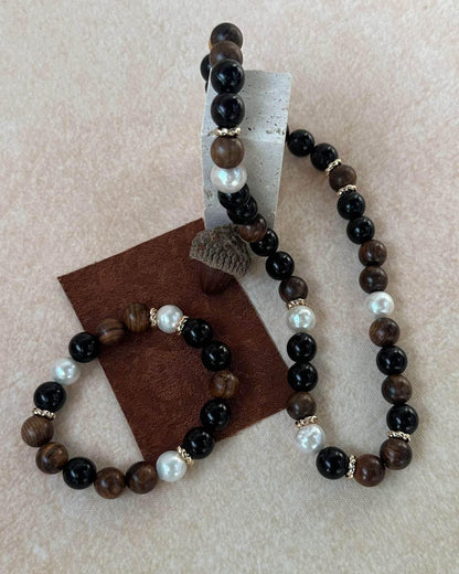 Van Dyke Brown Wooden Bead Necklace - SOLIS MOOD