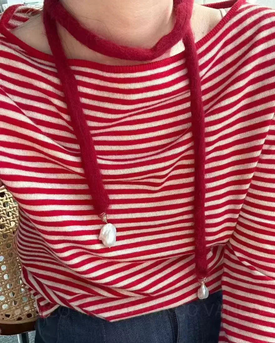 Baroque Angora Red Scarf Necklace - SOLIS MOOD