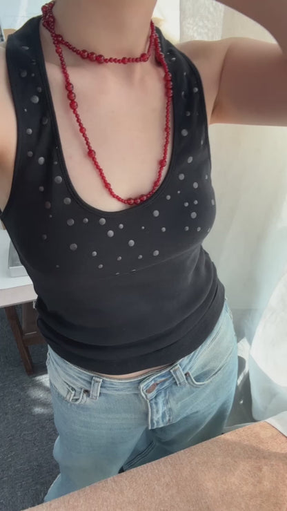 Red Agate Long Necklace – 925 Sterling Silver